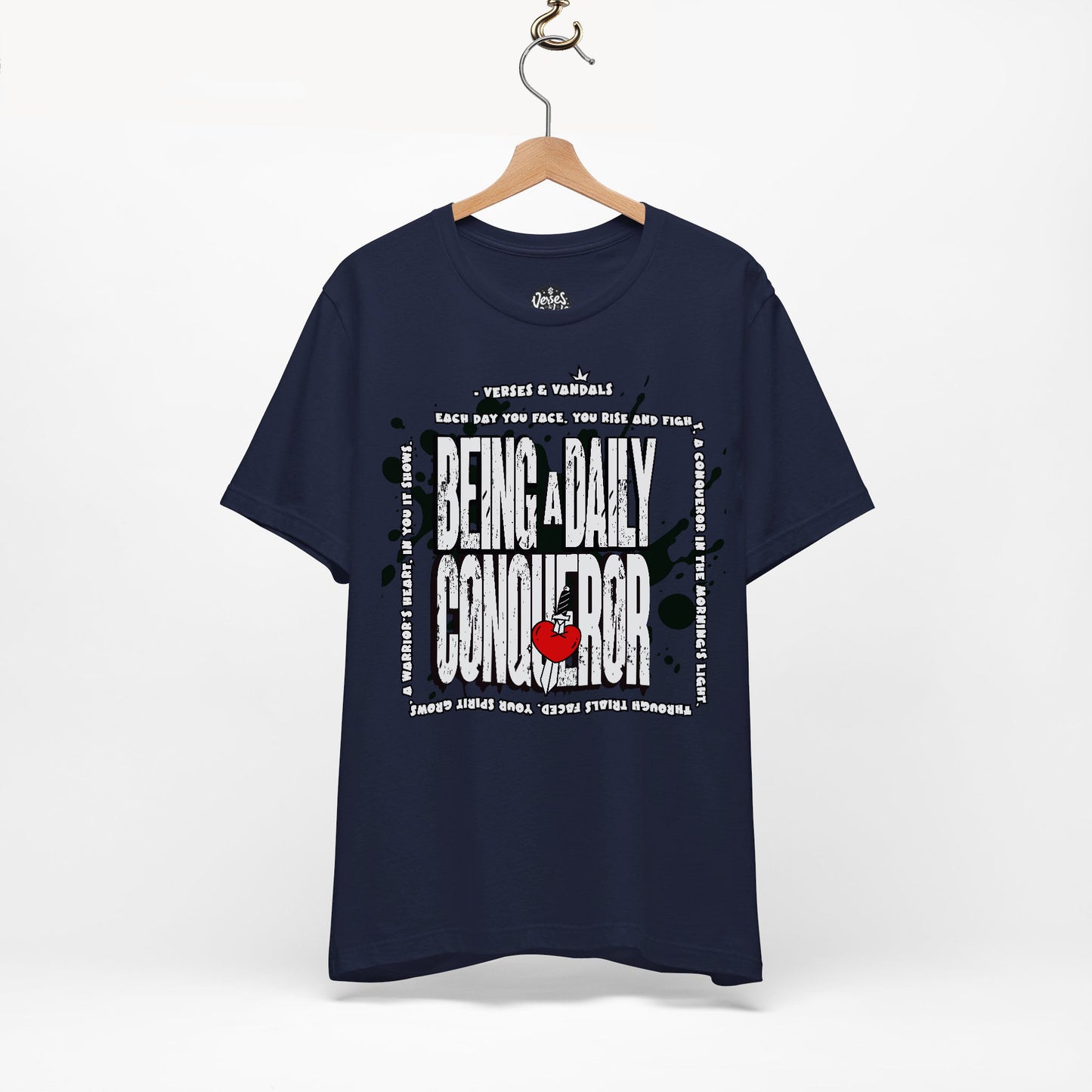 Inspirational T-Shirt | Being a Daily Conqueror Navy