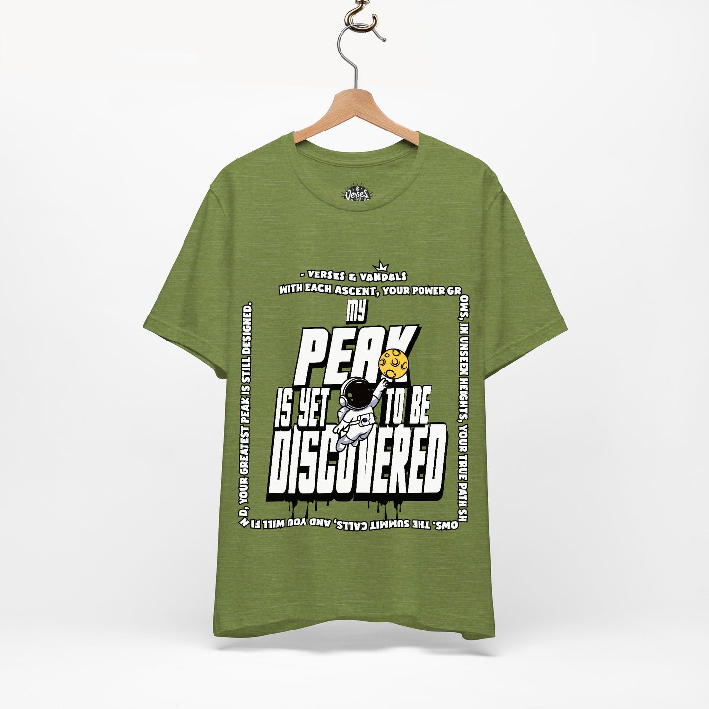 Inspirational T-Shirt | My Peak is Yet to be Discovered V2 Heather Green