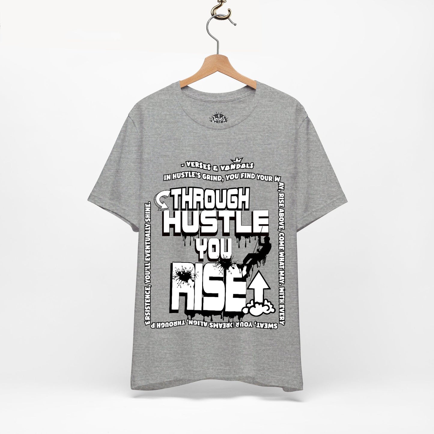 Inspirational T-Shirt | Through Hustle You Rise Athletic Heather