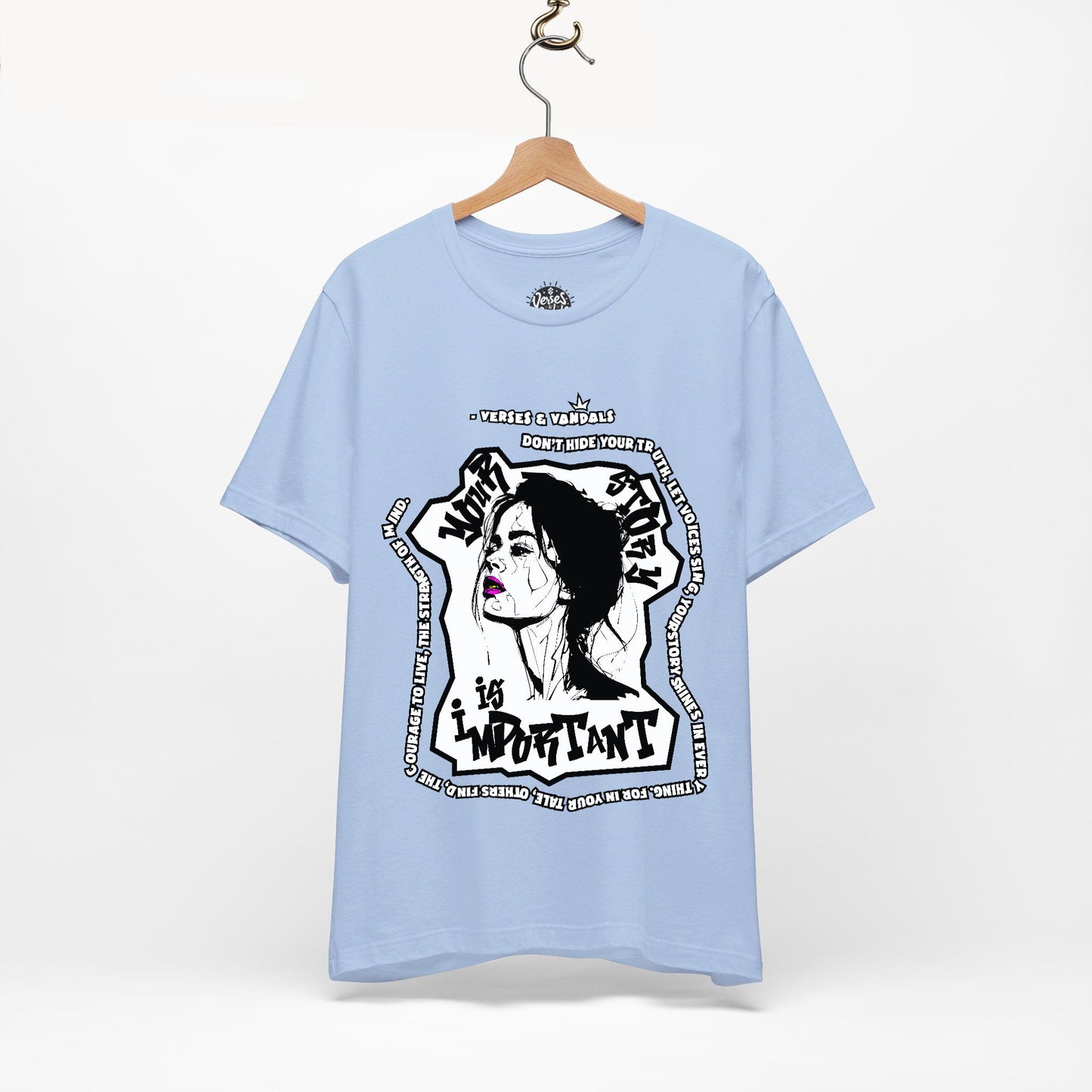 Inspirational T-Shirt | Your Story is Important Lilac Lauren V2.2 Baby Blue