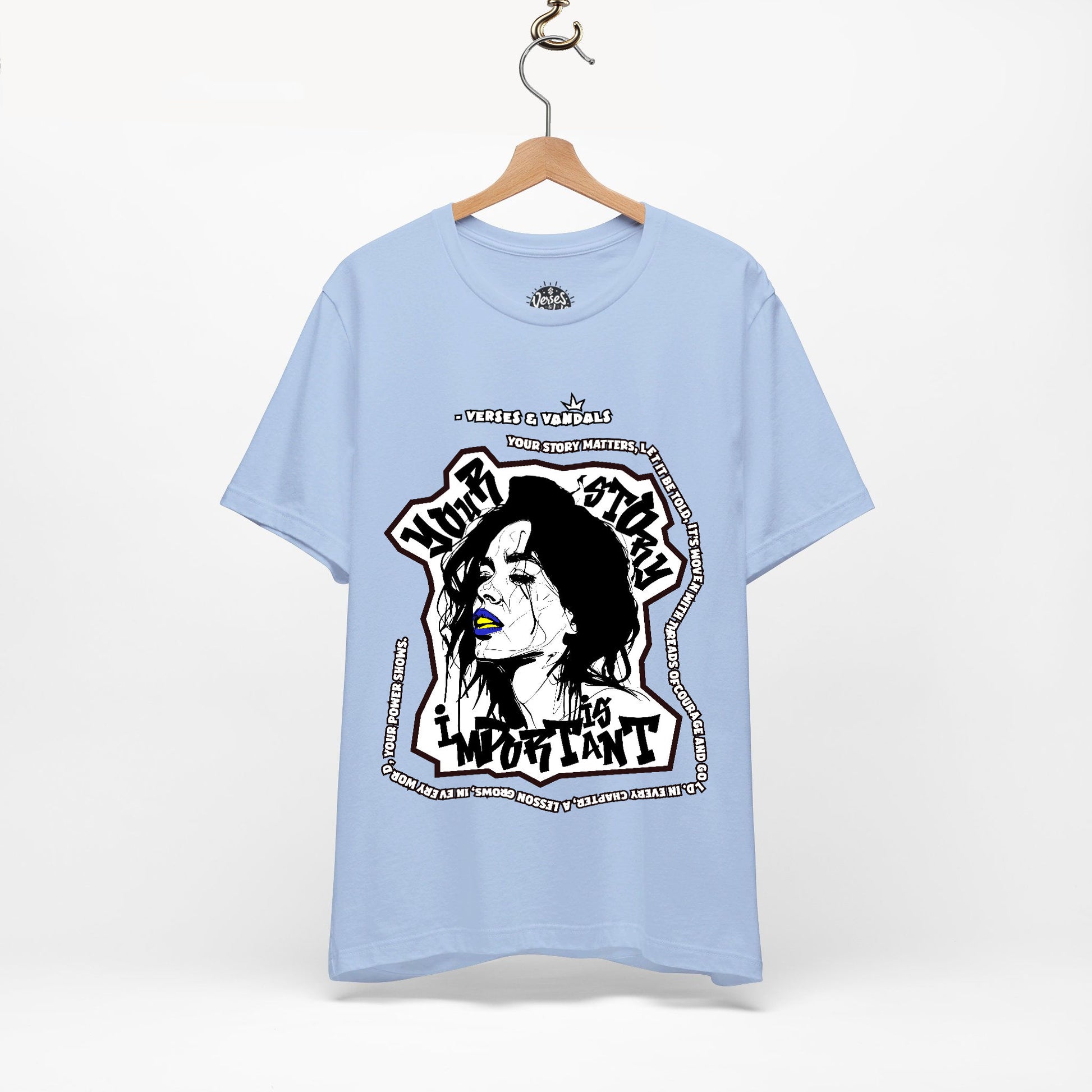 Inspirational T-Shirt | Your Story is Important Amy Azure V1.3 Baby Blue