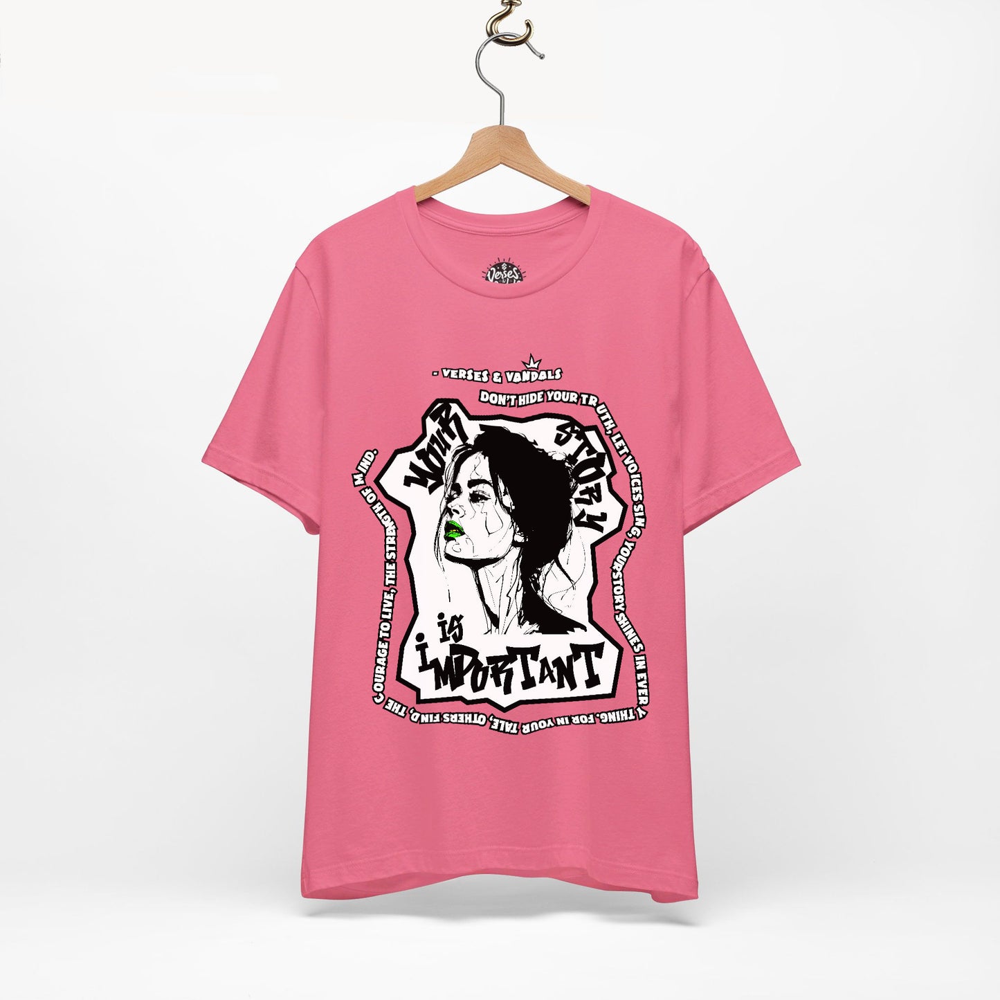 Inspirational T-Shirt | Your Story is Important Lime Linda V2.1 Charity Pink