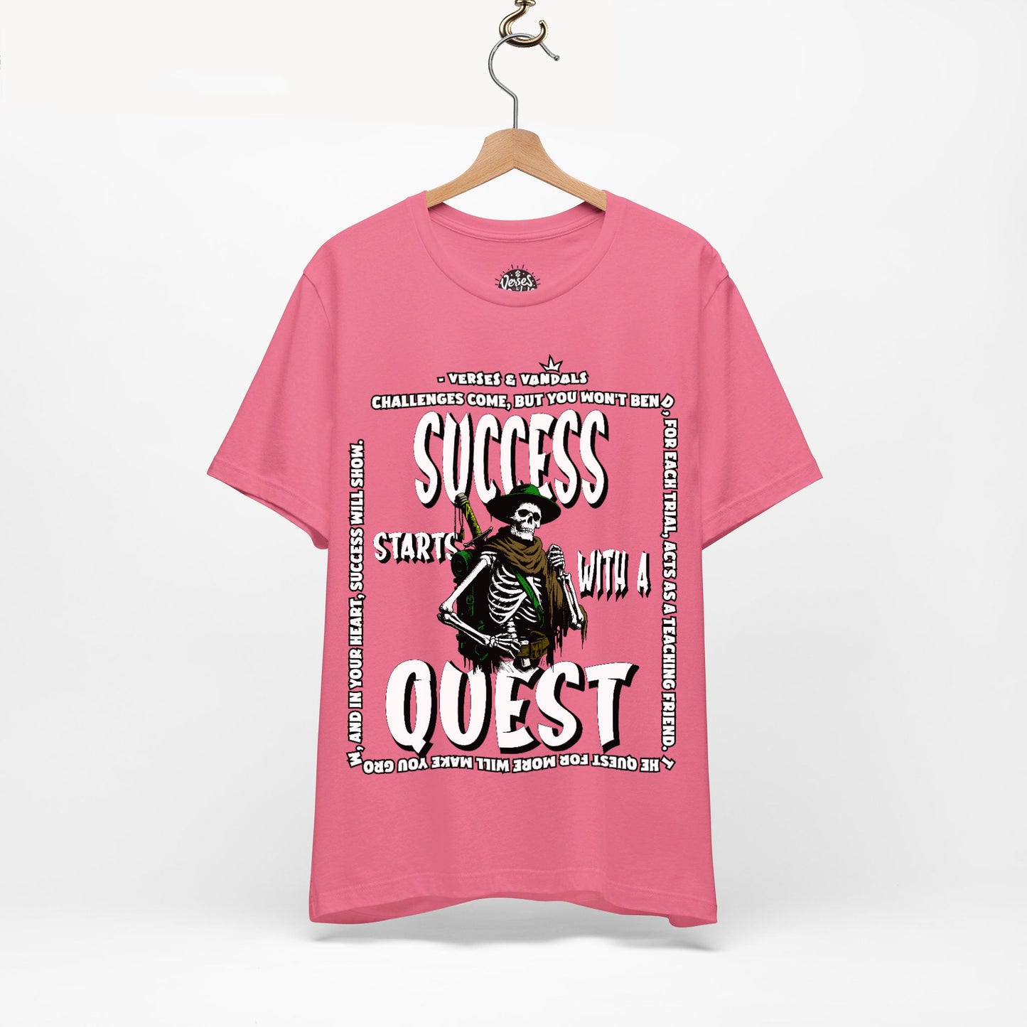 Inspirational T-Shirt | Success Starts with a Quest V2 Charity Pink