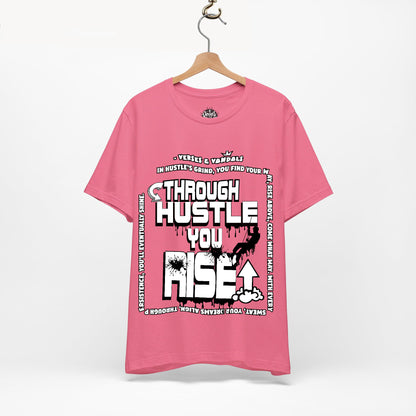 Inspirational T-Shirt | Through Hustle You Rise Charity Pink