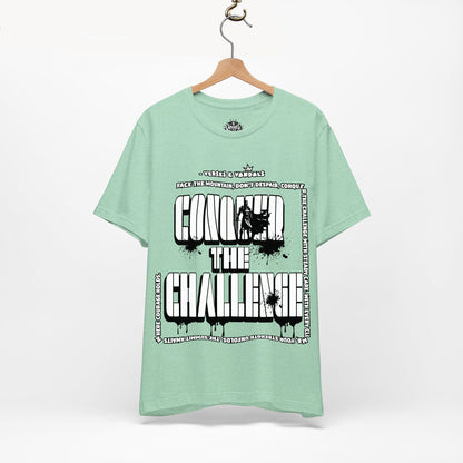 Inspirational T-Shirt | Conquer the Challenge Heather Mint