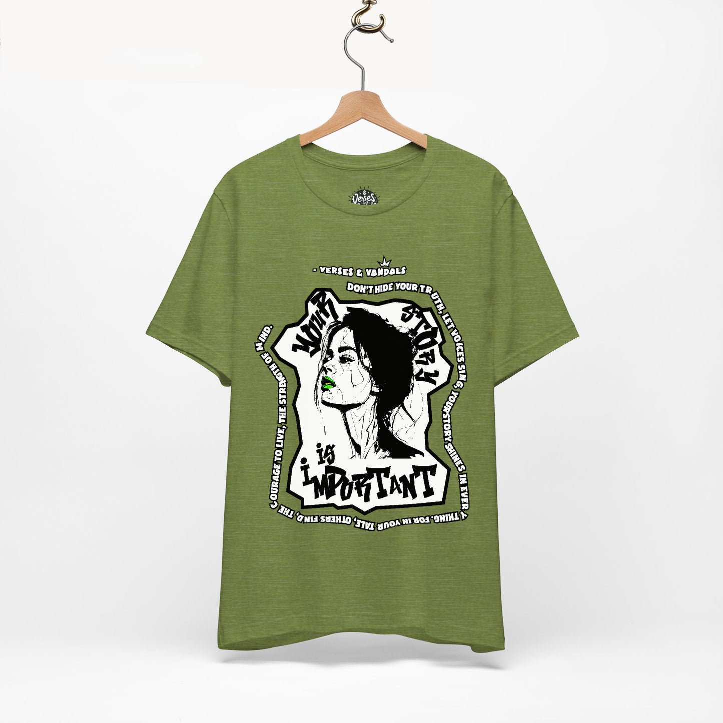 Inspirational T-Shirt | Your Story is Important Lime Linda V2.1 Heather Green