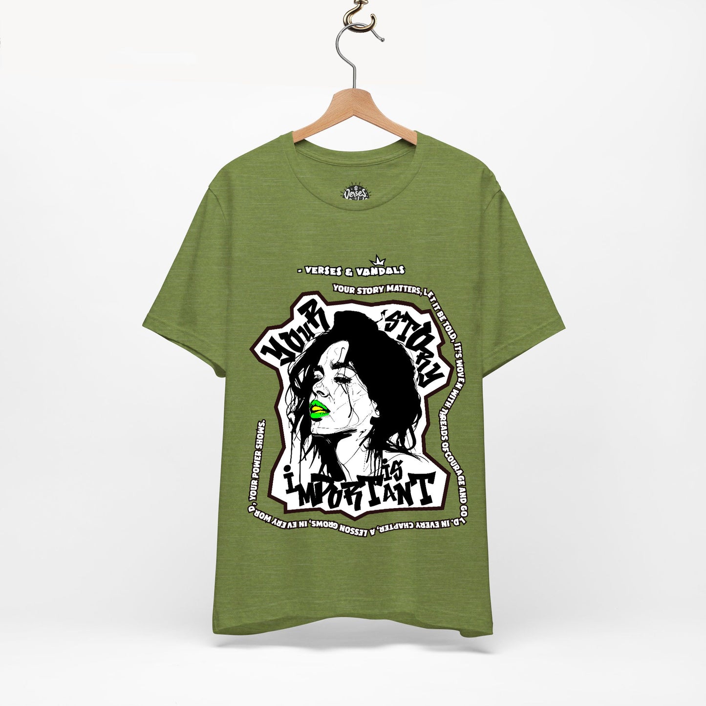 Inspirational T-Shirt | Your Story is Important Neon Nancy V1.1 Heather Green