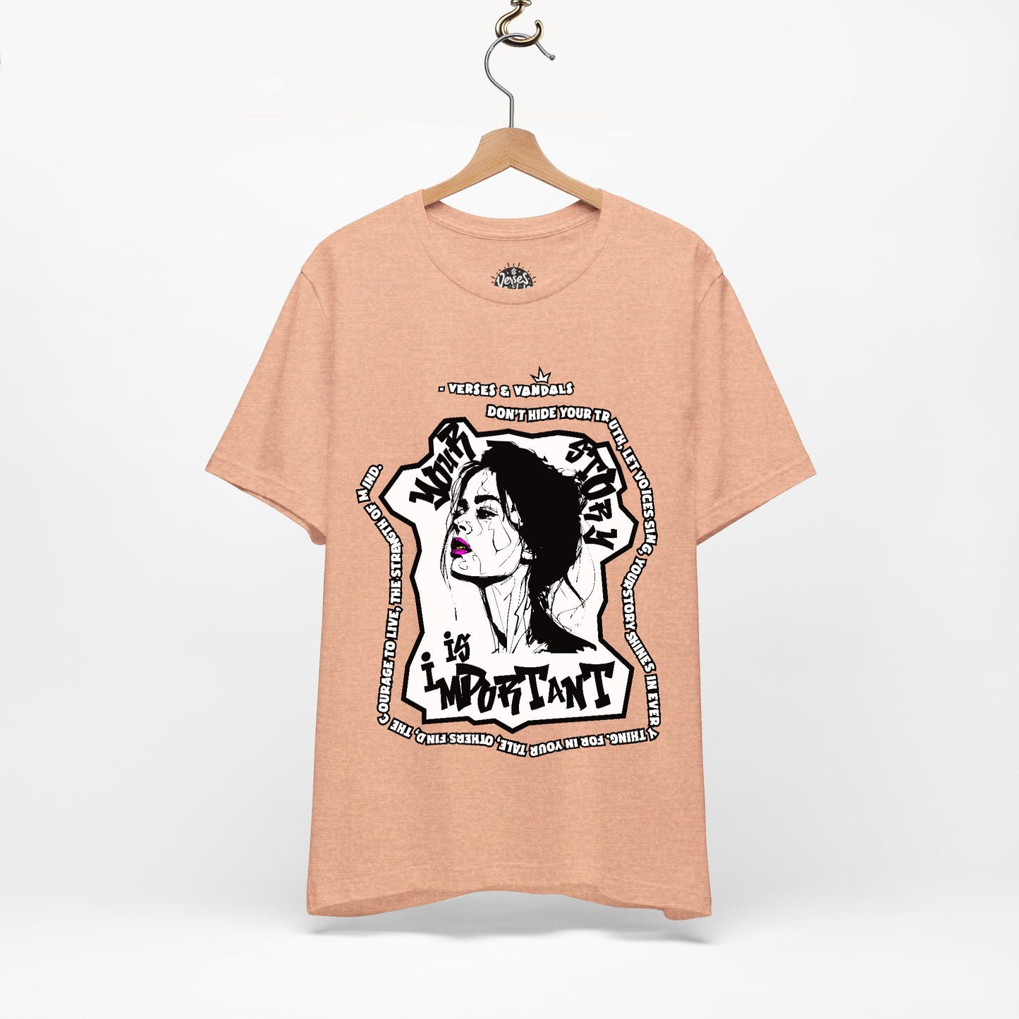 Inspirational T-Shirt | Your Story is Important Lilac Lauren V2.2 Heather Peach