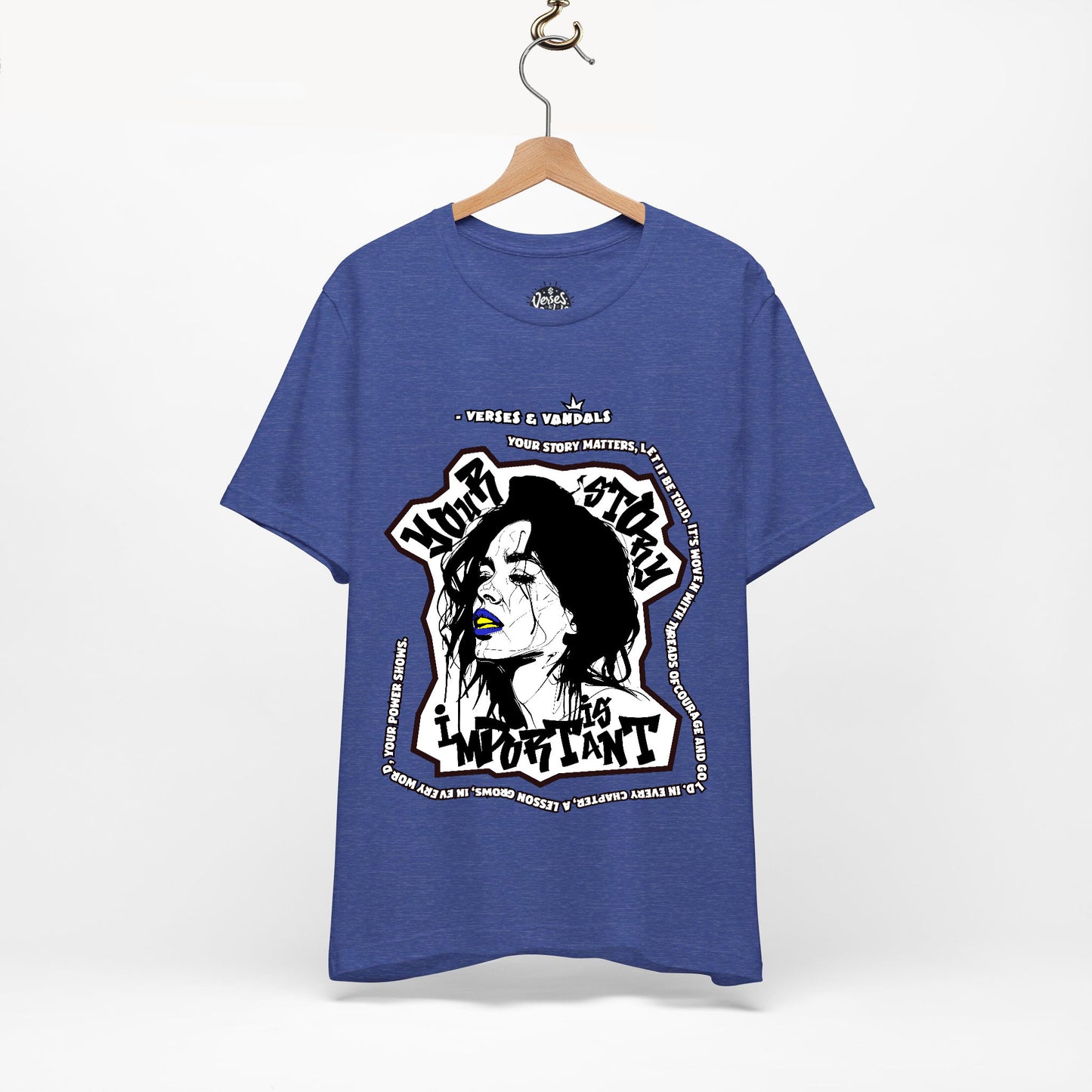 Inspirational T-Shirt | Your Story is Important Amy Azure V1.3 Heather True Royal