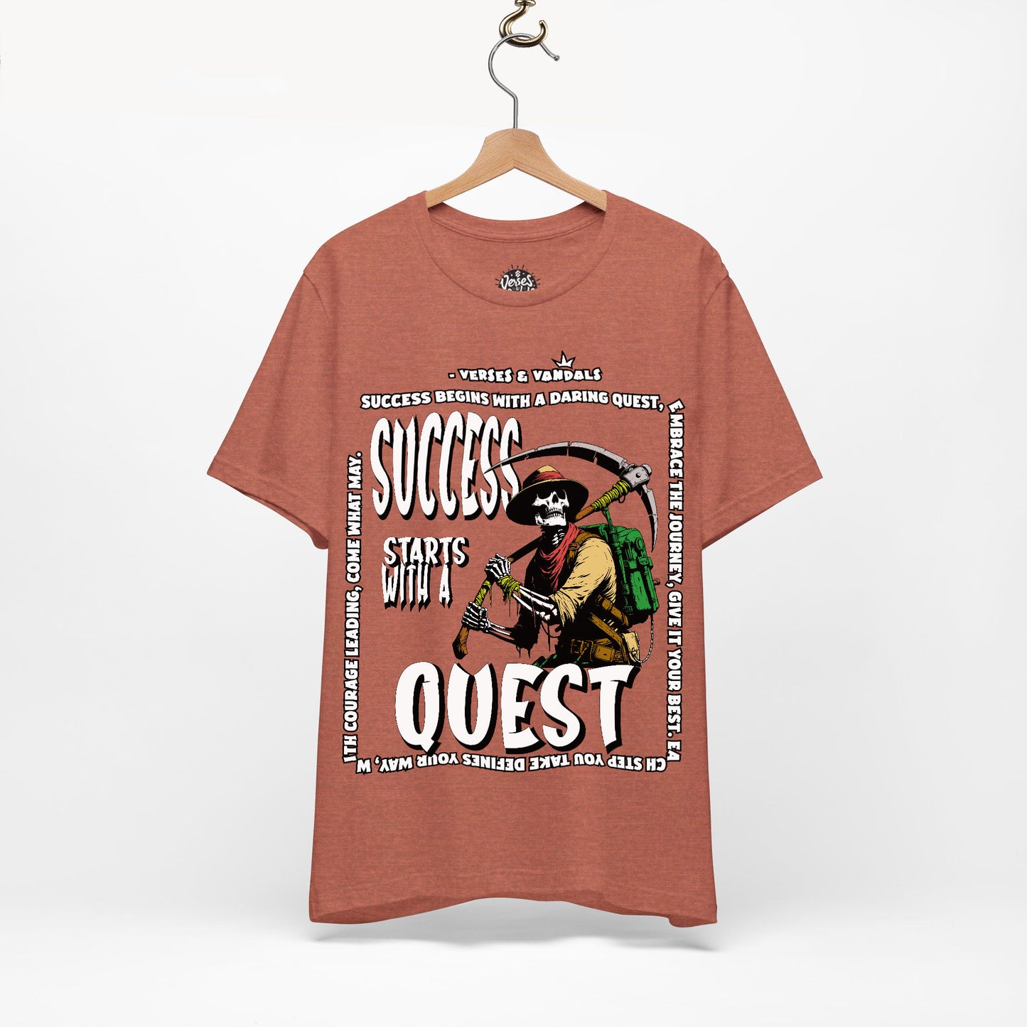 Inspirational T-Shirt | Success Starts with a Quest V1 Heather Clay