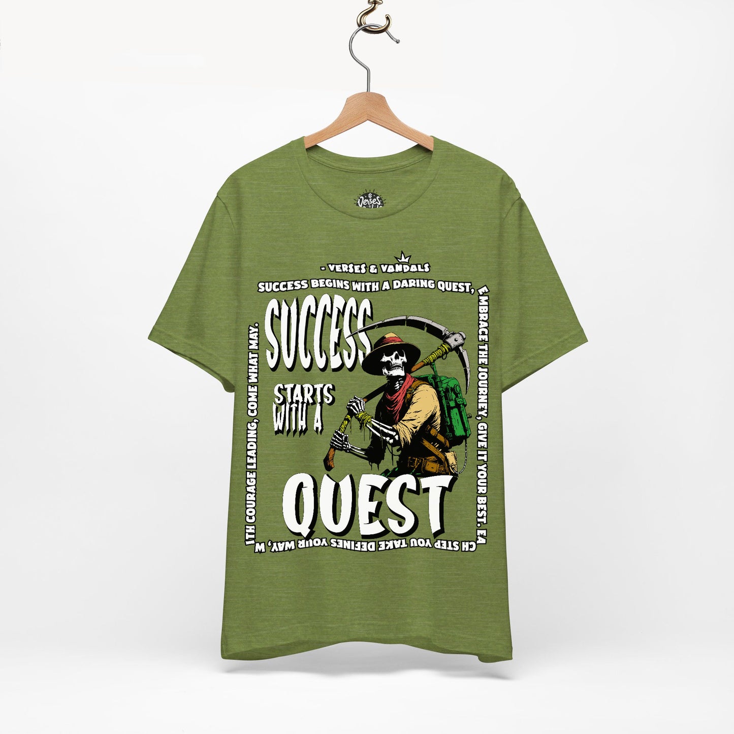 Inspirational T-Shirt | Success Starts with a Quest V1 Heather Green