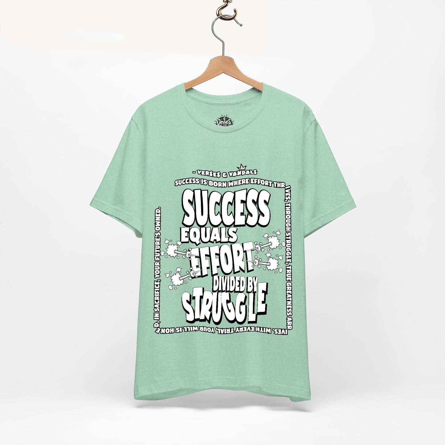 Inspirational T-Shirt | Success Equals Effort Divided by Struggle Heather Mint