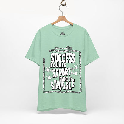 Inspirational T-Shirt | Success Equals Effort Divided by Struggle Heather Mint