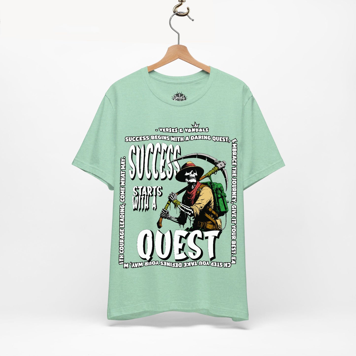 Inspirational T-Shirt | Success Starts with a Quest V1 Heather Mint