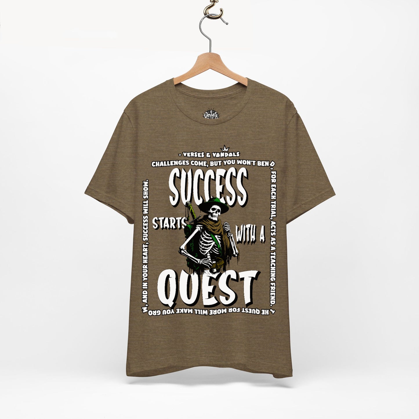 Inspirational T-Shirt | Success Starts with a Quest V2 Heather Olive