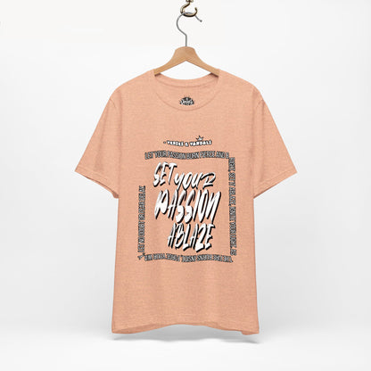 Inspirational T-Shirt | Set Your Passion Ablaze V1 Heather Peach