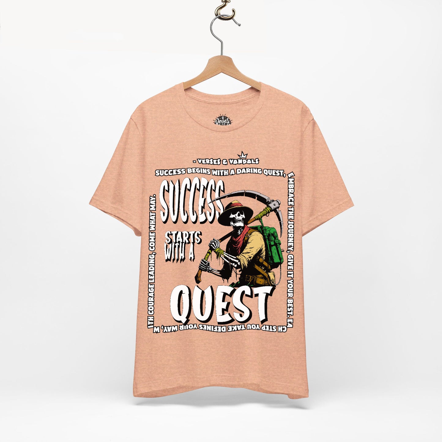 Inspirational T-Shirt | Success Starts with a Quest V1 Heather Peach