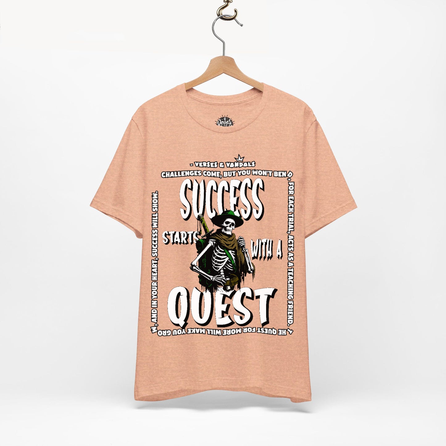 Inspirational T-Shirt | Success Starts with a Quest V2 Heather Peach