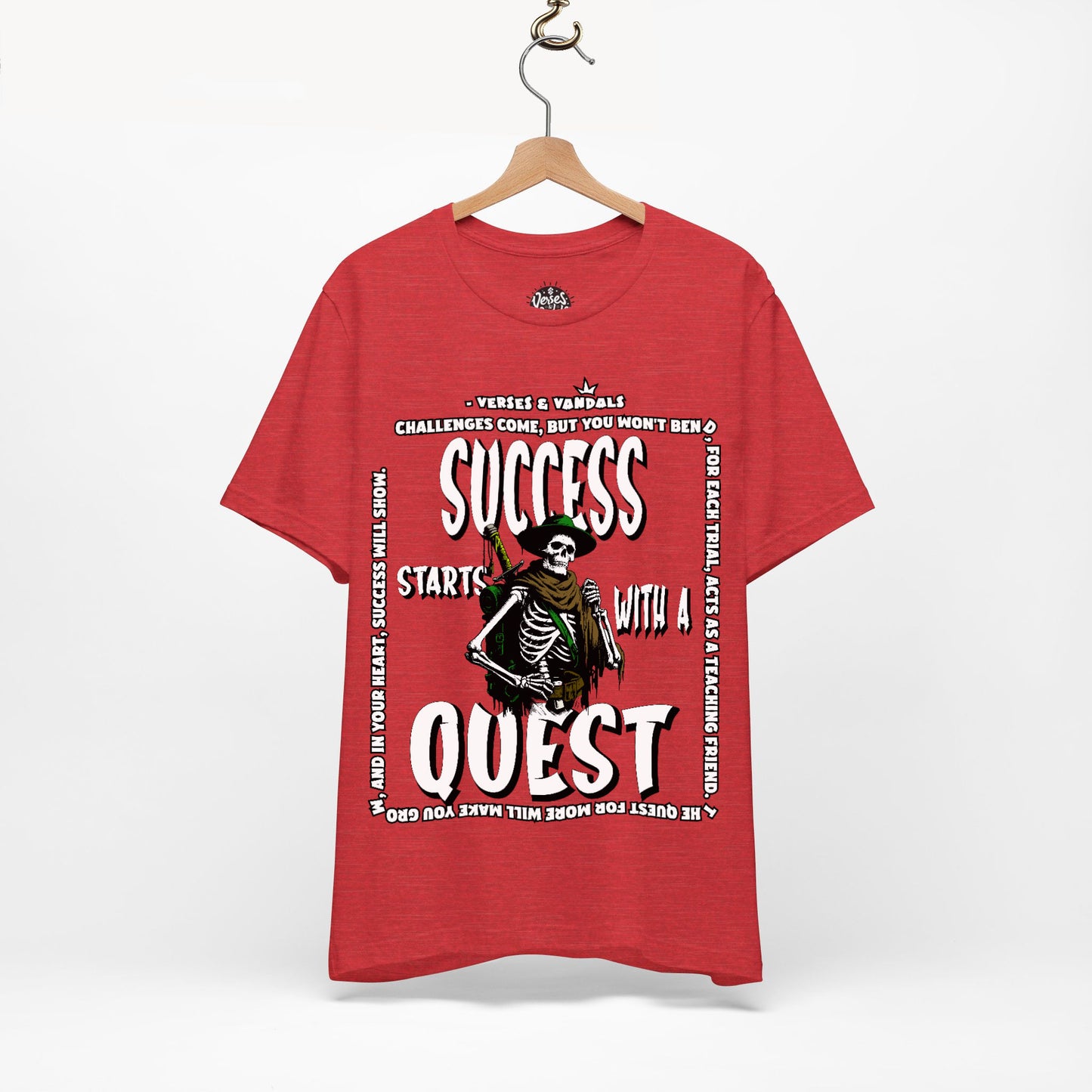 Inspirational T-Shirt | Success Starts with a Quest V2 Heather Red