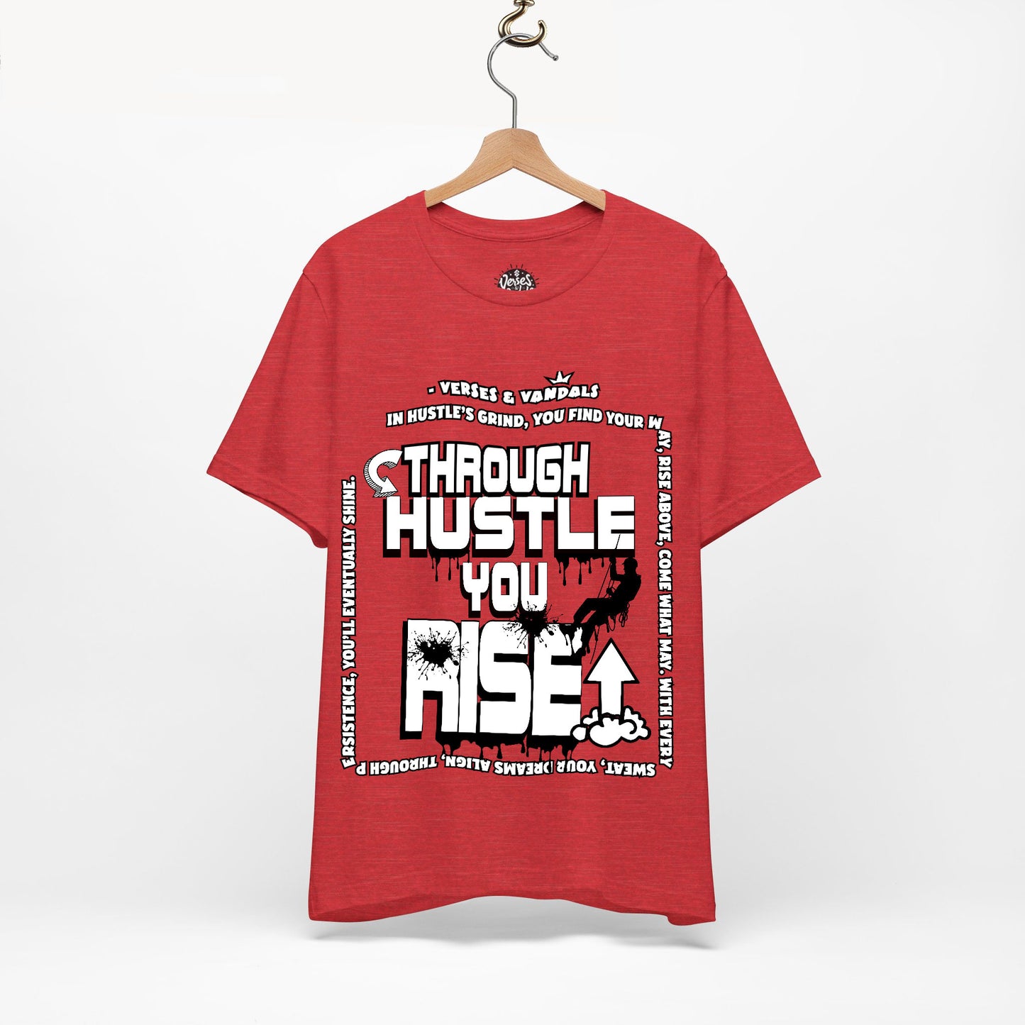 Inspirational T-Shirt | Through Hustle You Rise Heather Red