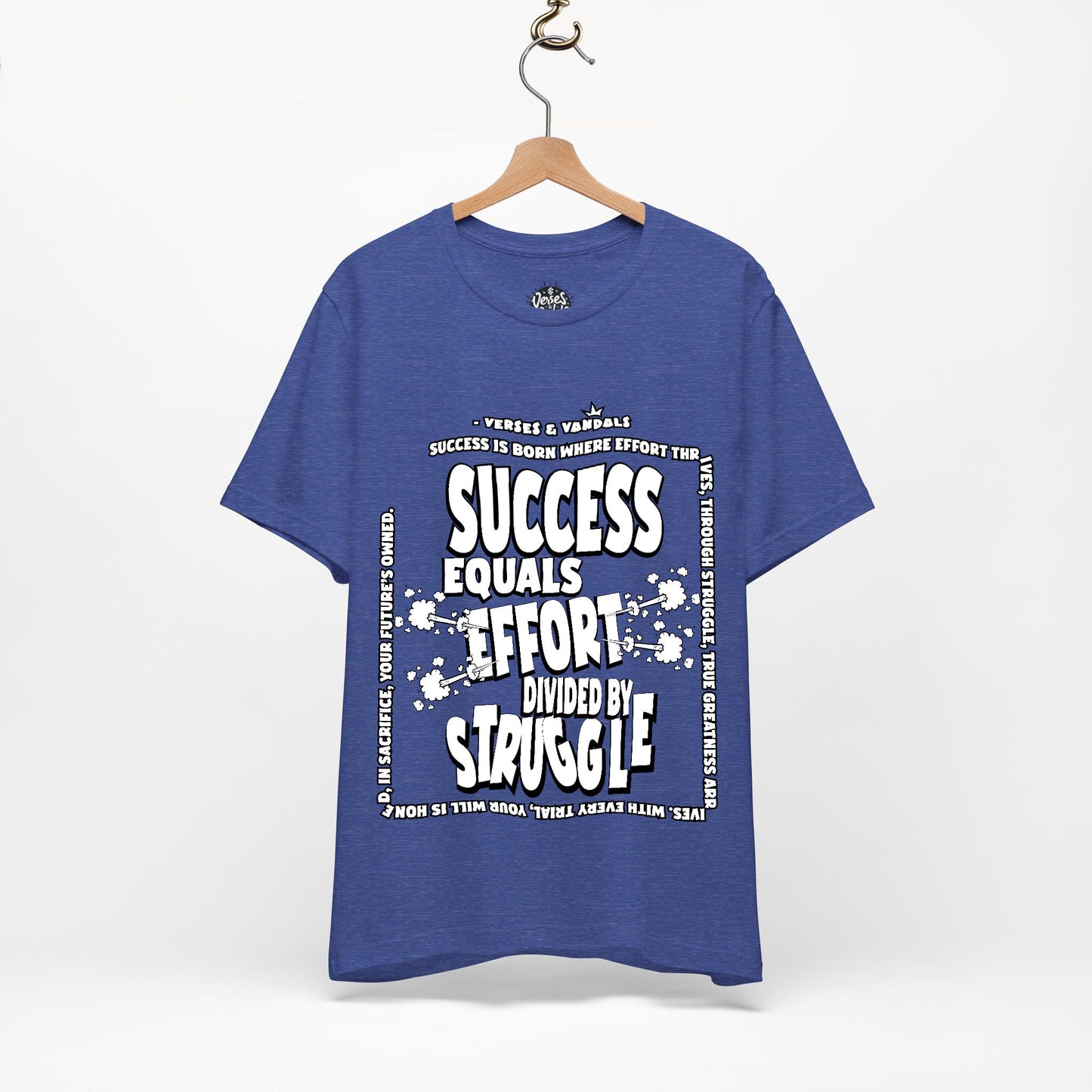 Inspirational T-Shirt | Success Equals Effort Divided by Struggle Heather True Royal