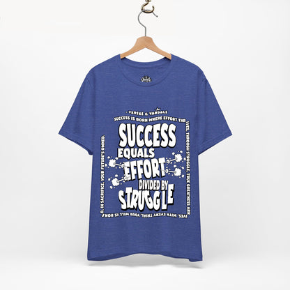 Inspirational T-Shirt | Success Equals Effort Divided by Struggle Heather True Royal