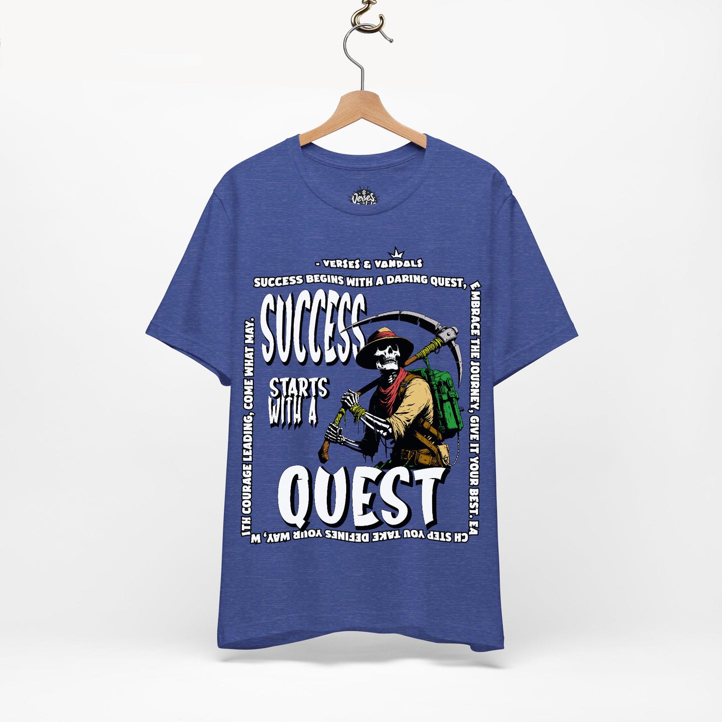 Inspirational T-Shirt | Success Starts with a Quest V1 Heather True Royal