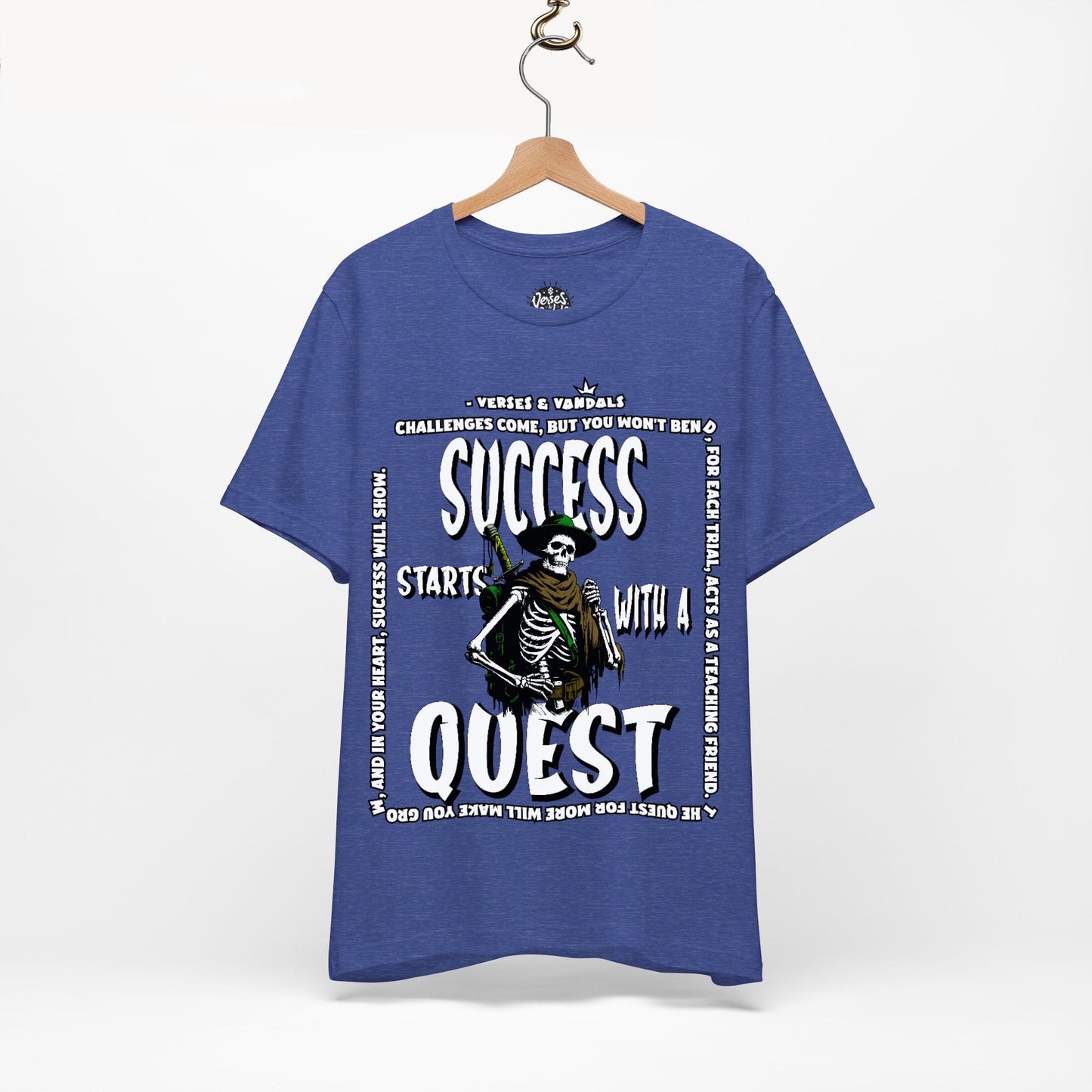 Inspirational T-Shirt | Success Starts with a Quest V2 Heather True Royal