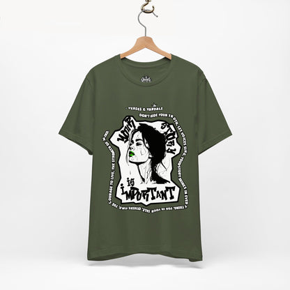 Inspirational T-Shirt | Your Story is Important Lime Linda V2.1 Military Green