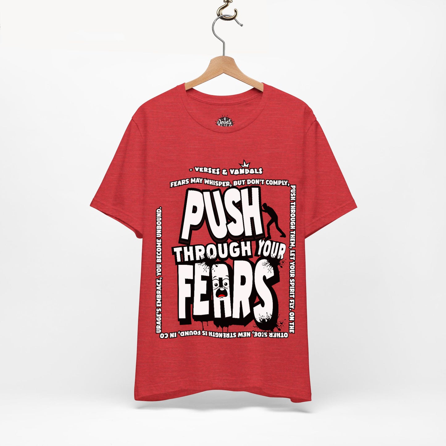 Inspirational T-Shirt | Push Through Your Fears Heather Red