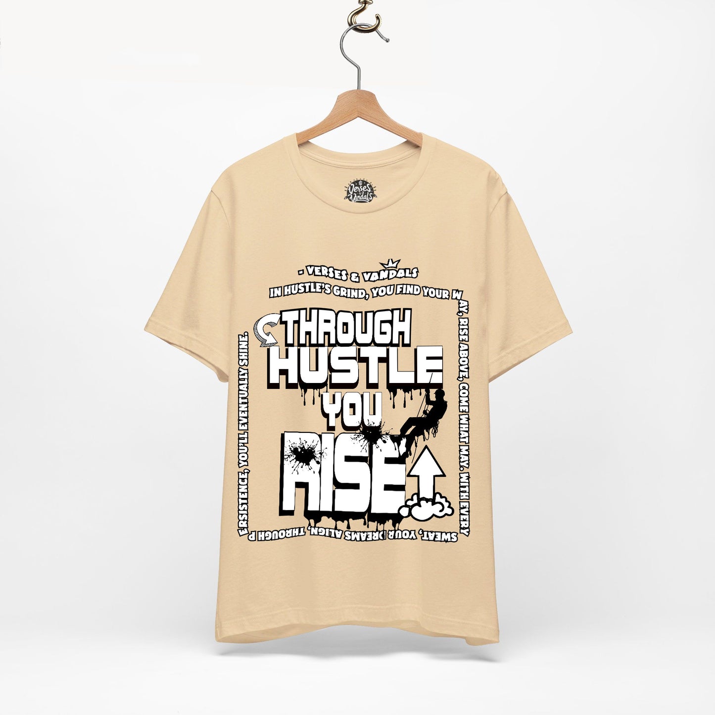 Inspirational T-Shirt | Through Hustle You Rise Soft Cream