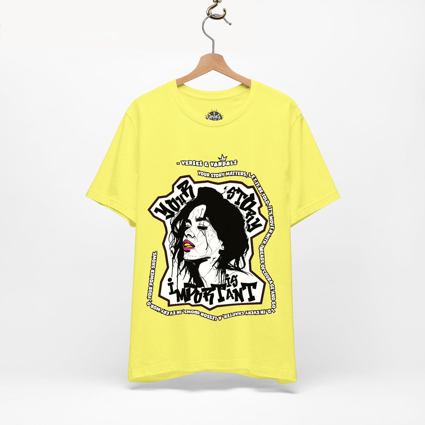 Inspirational T-Shirt | Your Story is Important Magenta Maggie V1.2 Yellow