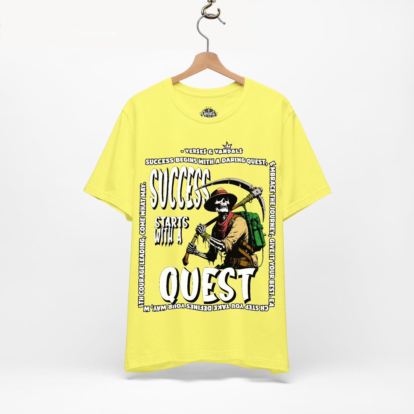 Inspirational T-Shirt | Success Starts with a Quest V1 Yellow